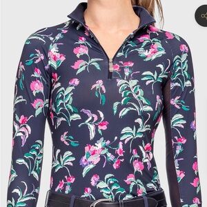 Navy Floral Long Sleeve Women's Top